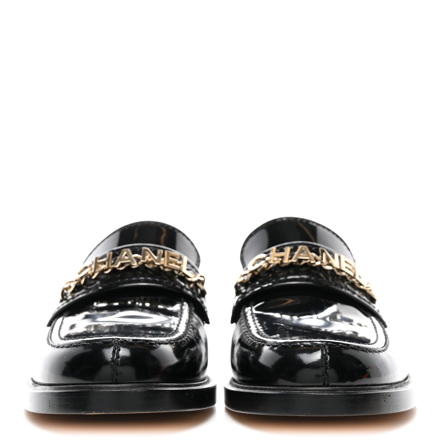 Chanel Shiny Calfskin Logo Loafers 40 Black 2 of 9