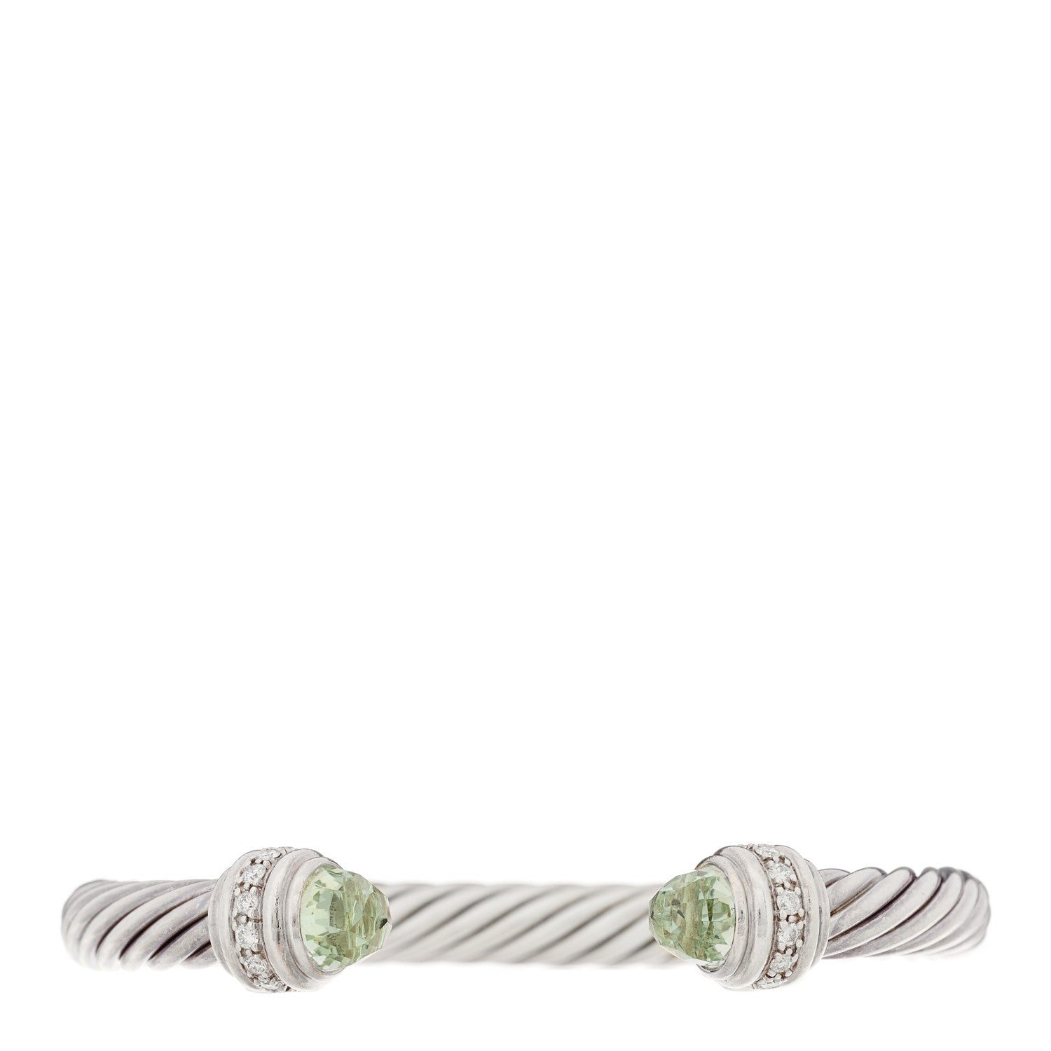 David Yurman Sterling Silver Diamond Prasiolite 7mm Cable Classics Bracelet 1 of 3