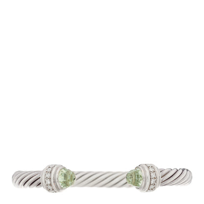 David Yurman Sterling Silver Diamond Prasiolite 7mm Cable Classics Bracelet 1 of 3