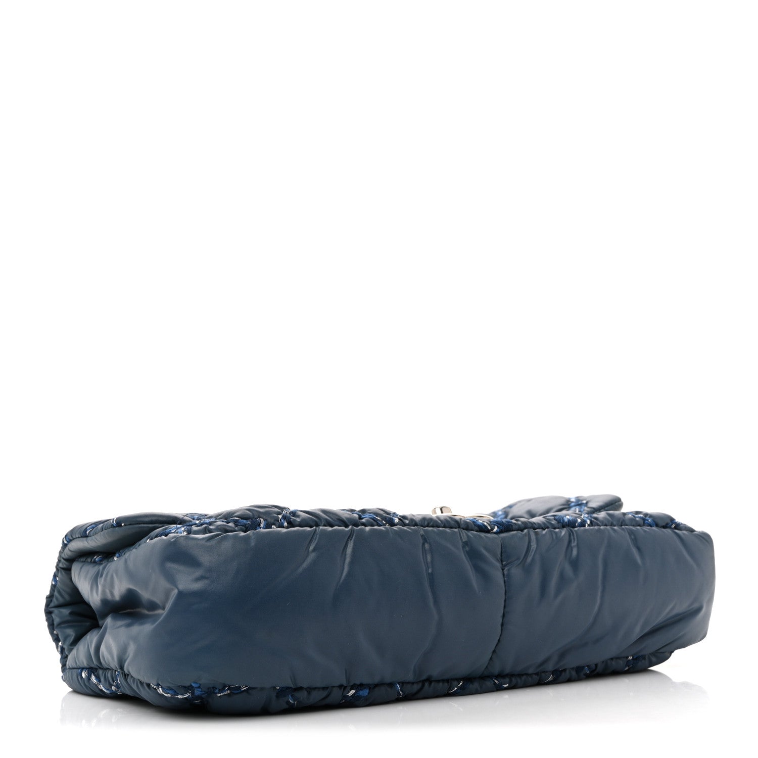 Chanel Nylon Quilted Medium Tweed on Stitch Bubble Flap Blue 4 of 10