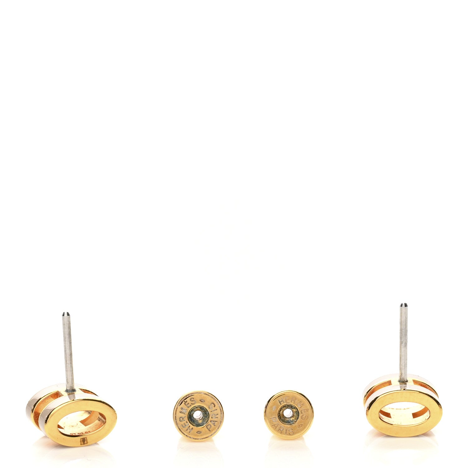 Hermes Gold Lacquered Mini Pop H Earrings Marron Glace 3 of 4