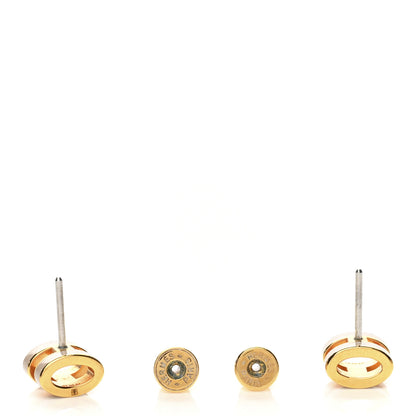 Hermes Gold Lacquered Mini Pop H Earrings Marron Glace 3 of 4