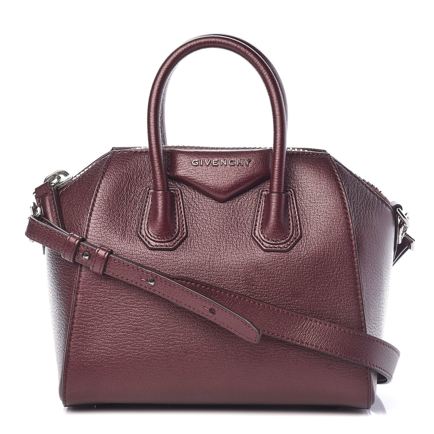 Givenchy Metallic Sugar Goatskin Mini Antigona Oxblood 1 of 11