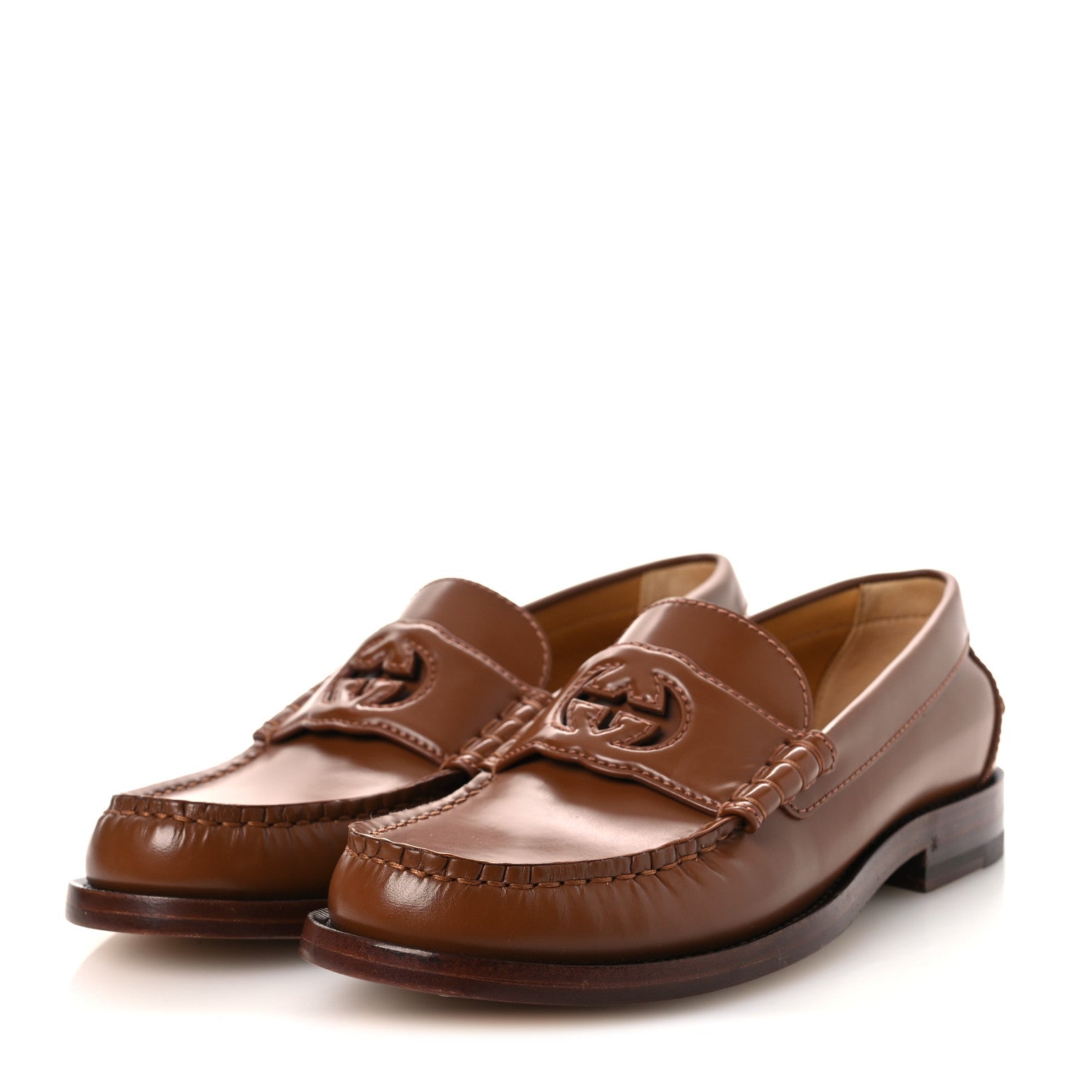 Gucci Millennial Ribot Cut Out Interlocking G Loafers 37.5 Cuir 4 of 11