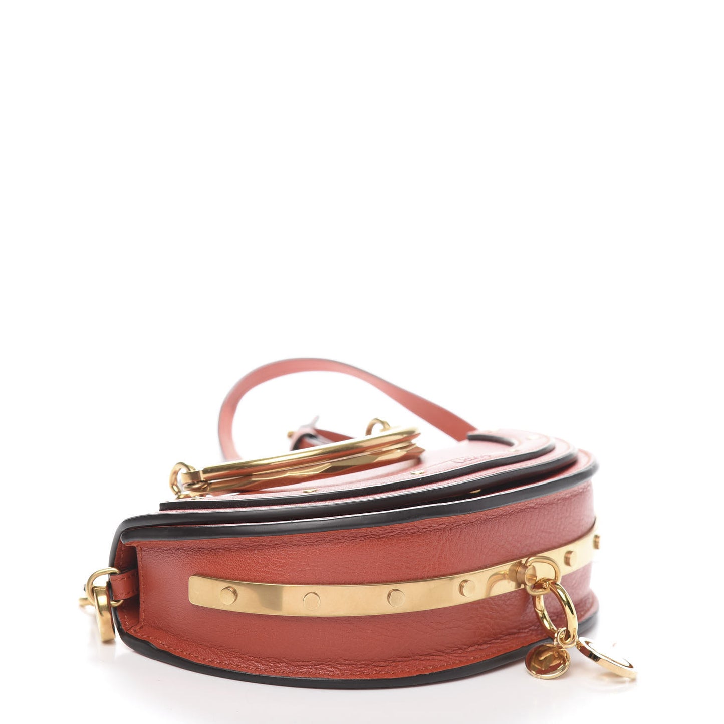 Calfskin Small Nile Bracelet Minaudiere Bag Earthy Red