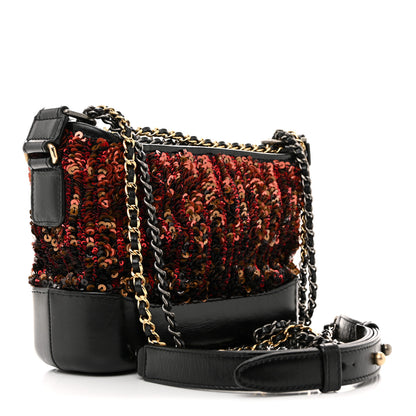 Chanel Sequin Calfskin Small Gabrielle Hobo Red Black 3 of 12