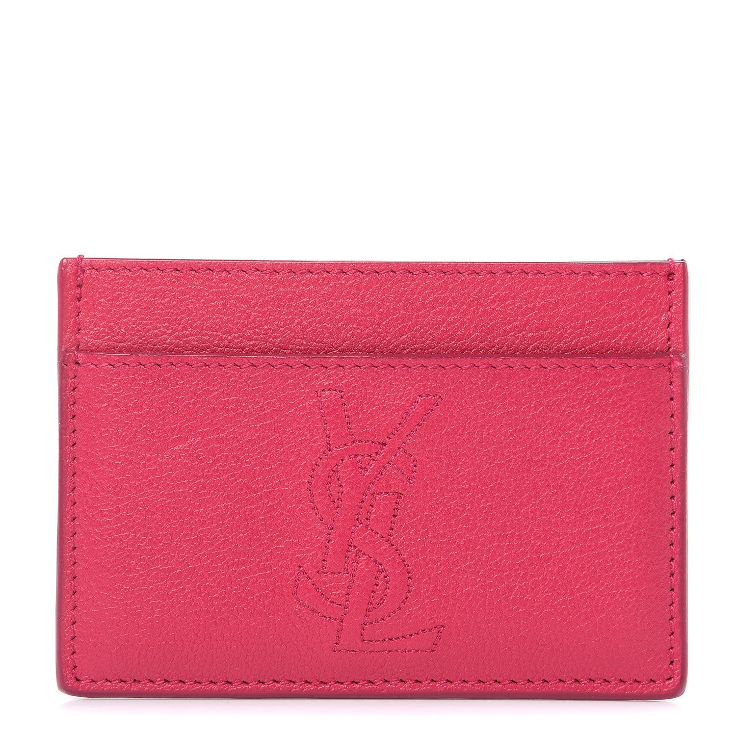 Saint Laurent Textured Calfskin Belle De Jour Card Case Fuchsia 1 of 7