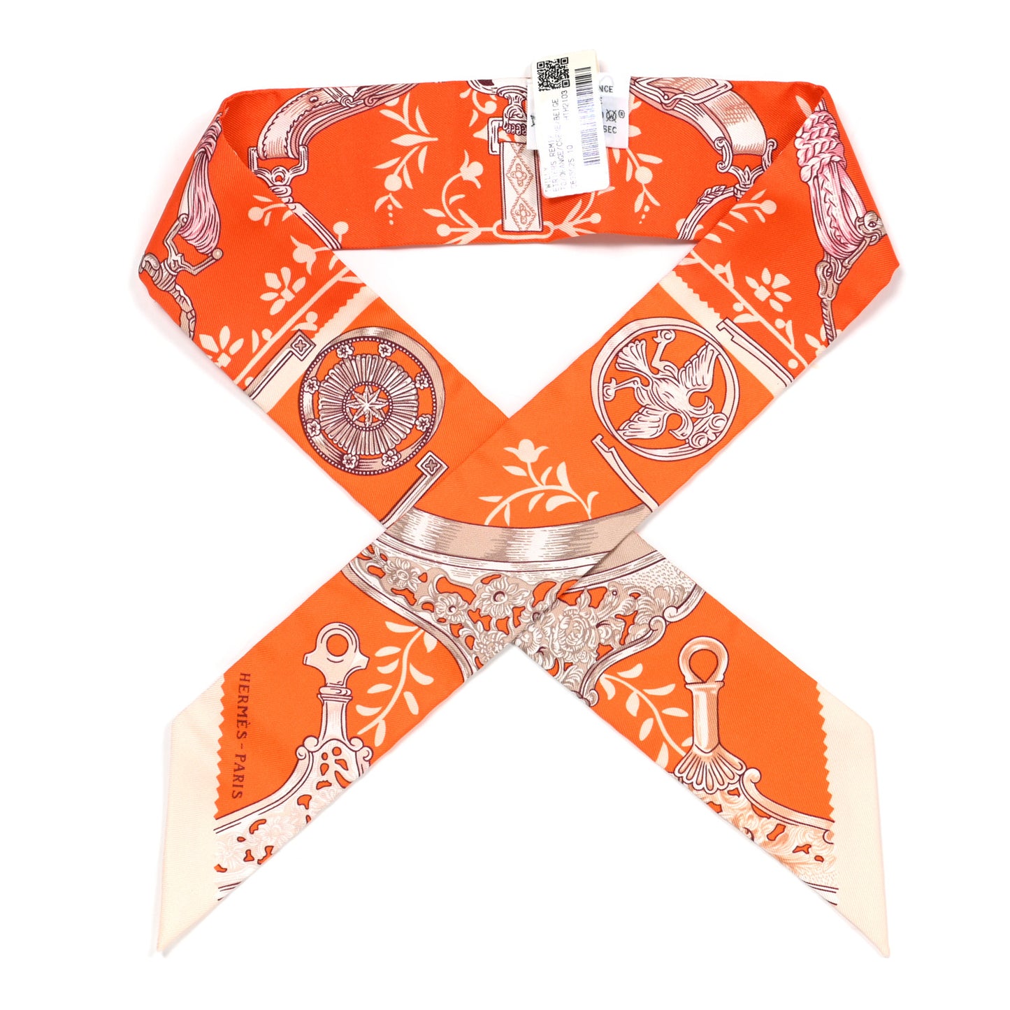 Silk Etriers Remix Twilly Orange Creme Beige