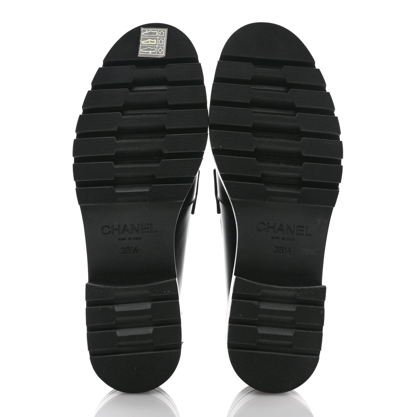 Calfskin Metal CC Loafers 38.5 Black