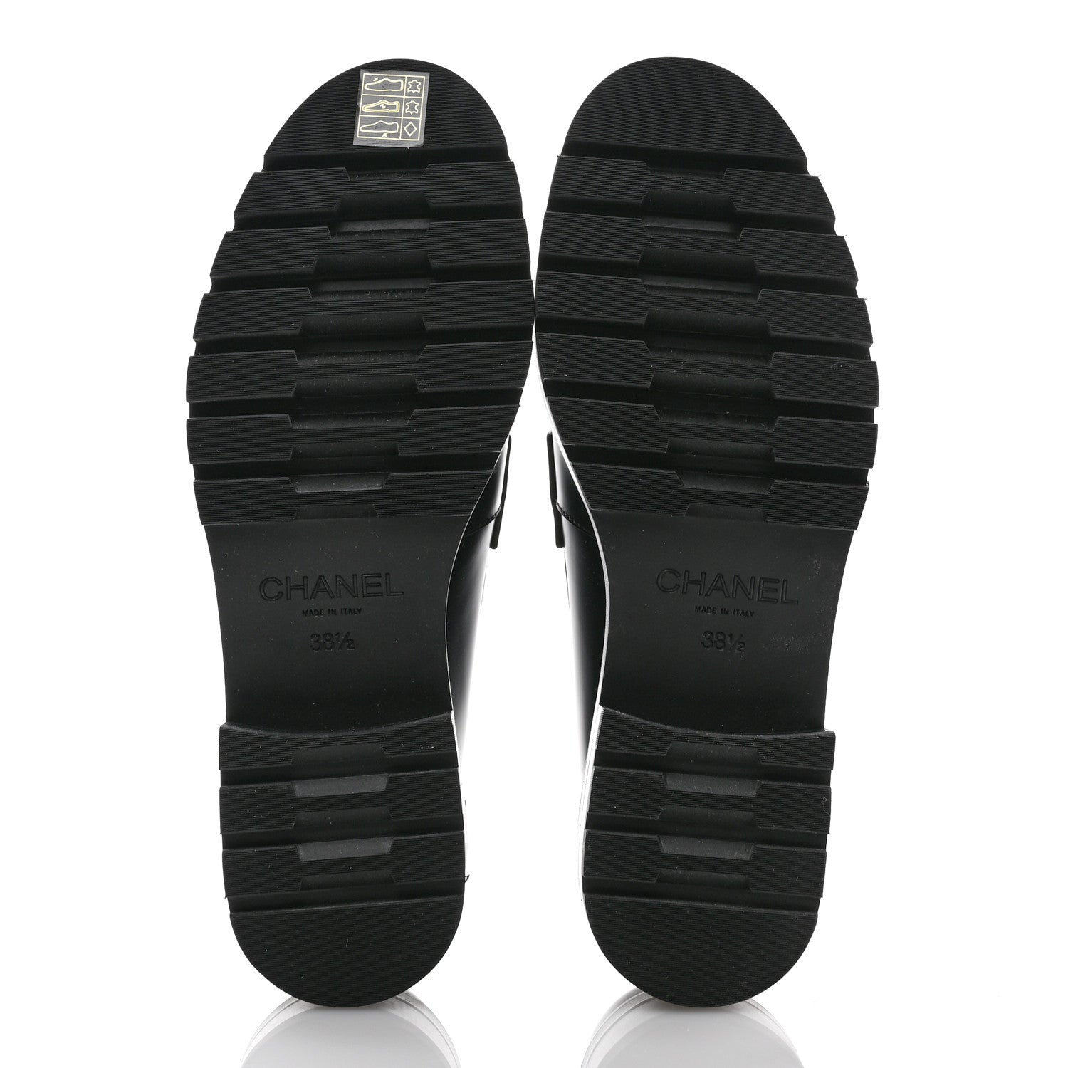 Chanel Calfskin Metal CC Loafers 38.5 Black 5 of 10