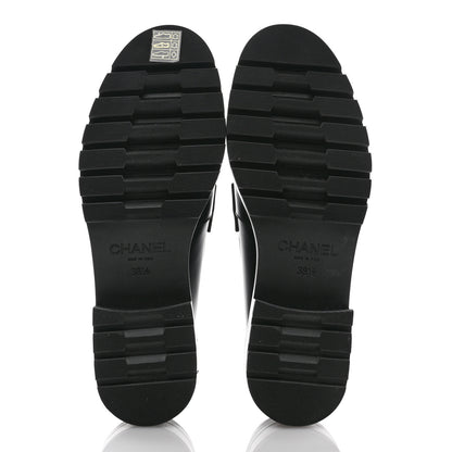 Chanel Calfskin Metal CC Loafers 38.5 Black 5 of 10