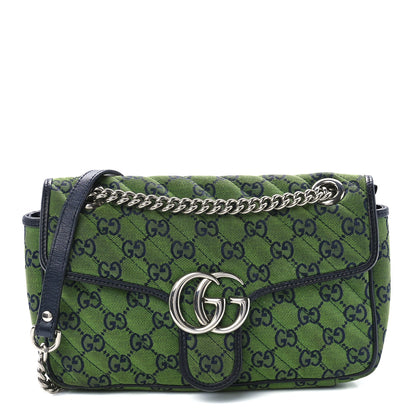 Gucci Monogram Multicolor Matelasse Diagonal Small GG Marmont Shoulder Bag Green Blue 1 of 13