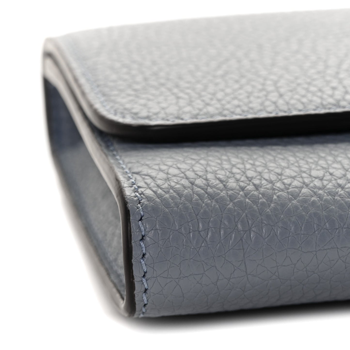 Grained Calfskin City Wallet On Chain Stormy Sky