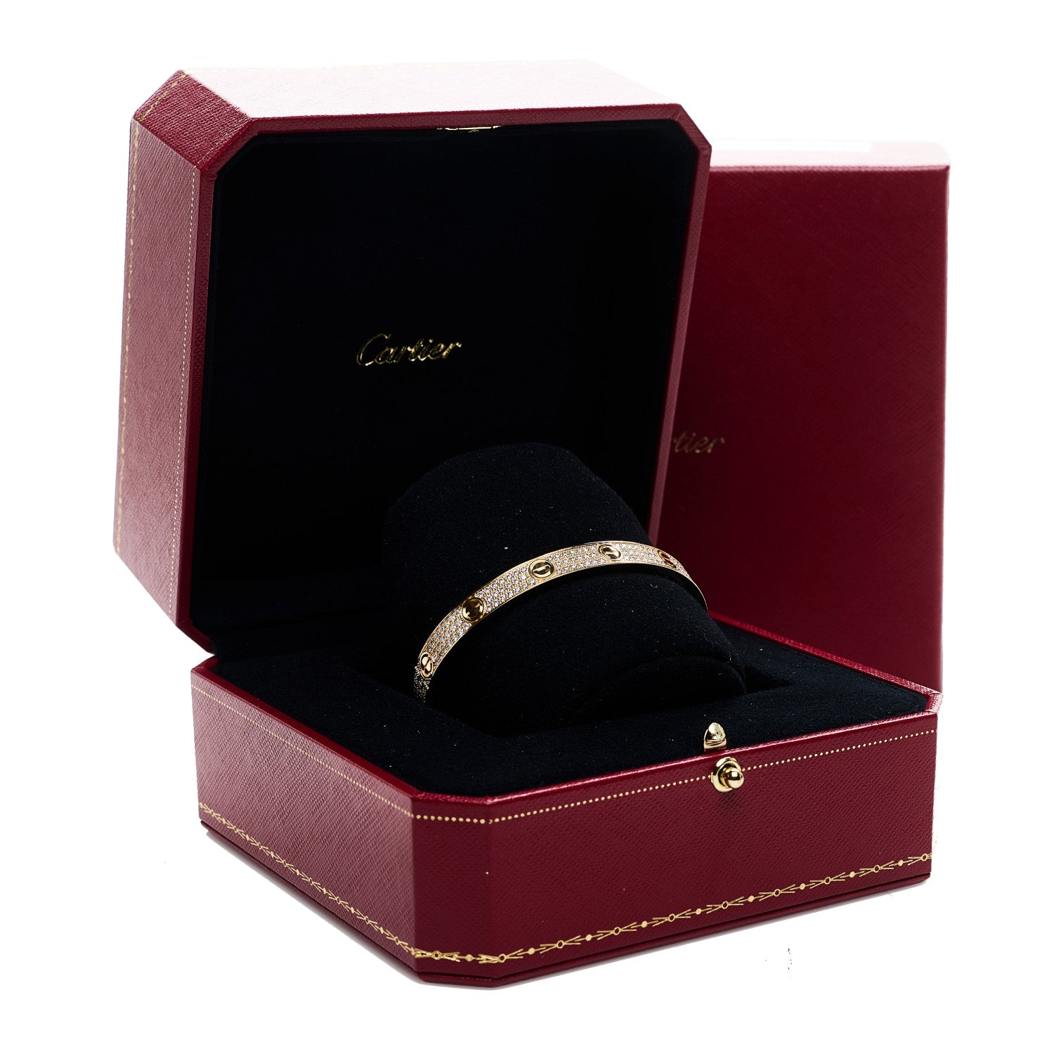 Cartier 18K Yellow Gold Diamond LOVE Paved Bracelet 18 9 of 9