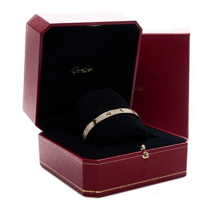 Cartier 18K Yellow Gold Diamond LOVE Paved Bracelet 18 9 of 9