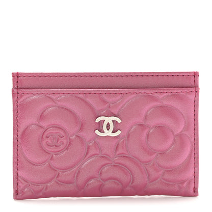 Chanel Lambskin Camellia Embossed Card Holder Fuchsia 1 of 9