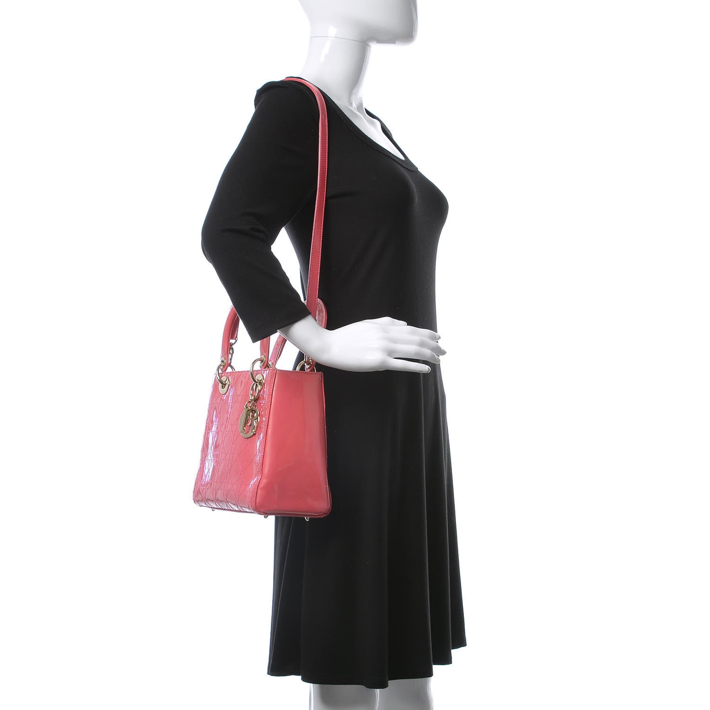 Patent Cannage Medium Lady Dior Pink