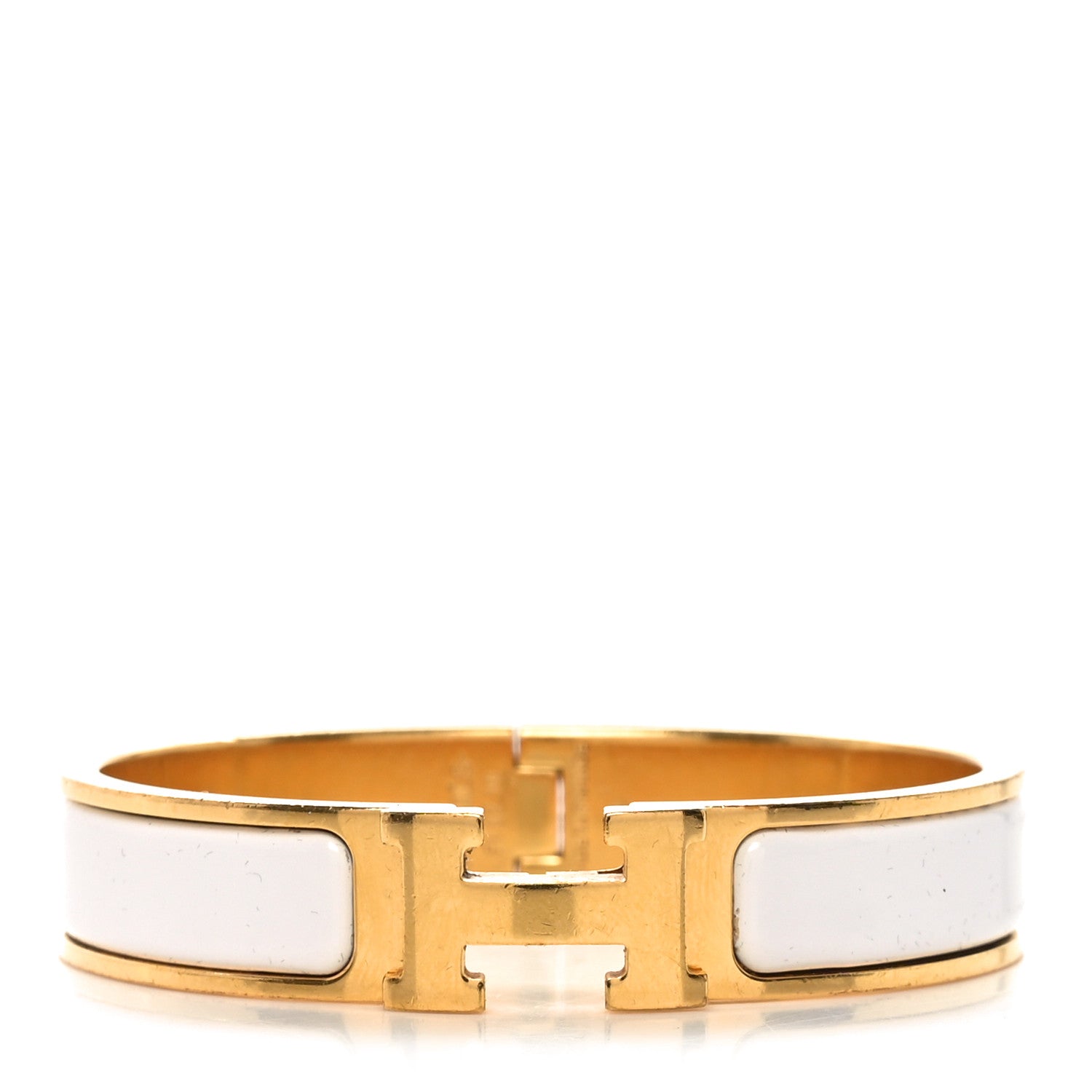 Hermes Enamel Narrow Clic Clac H Bracelet PM White 1 of 4