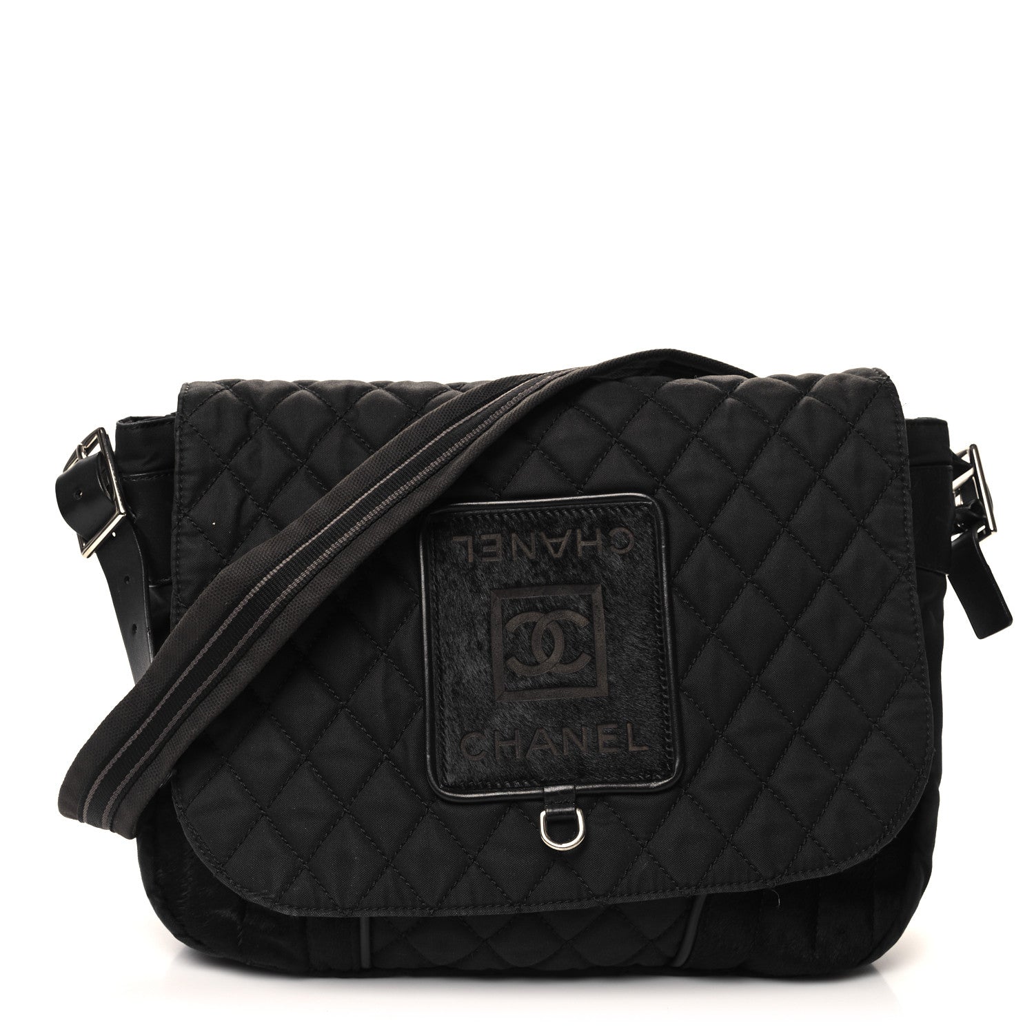 Chanel Canvas Pony Hair Quilted Sport CC Messenger Black 1 of 12
