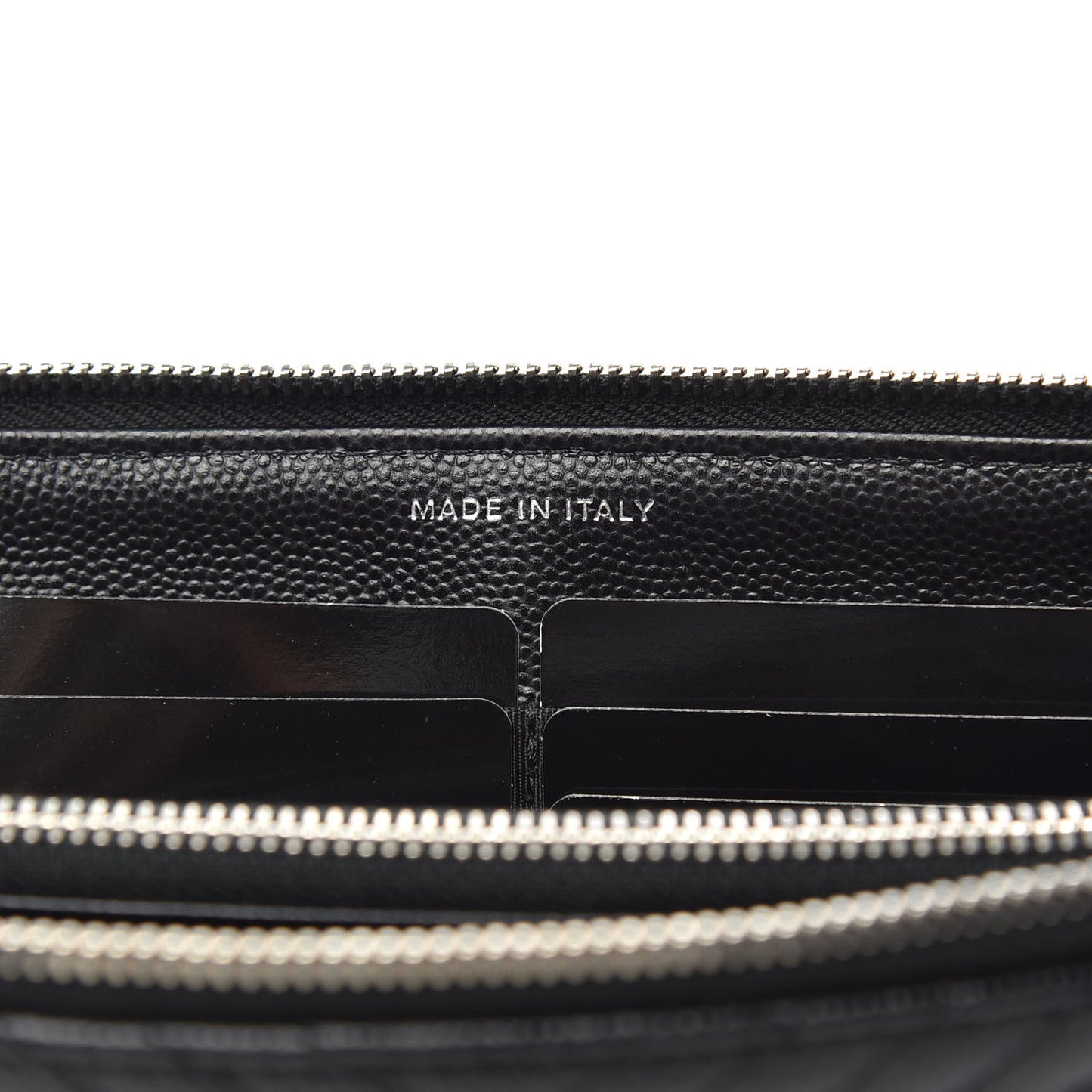 Caviar Chevron Quilted Large Zipped Clutch Black