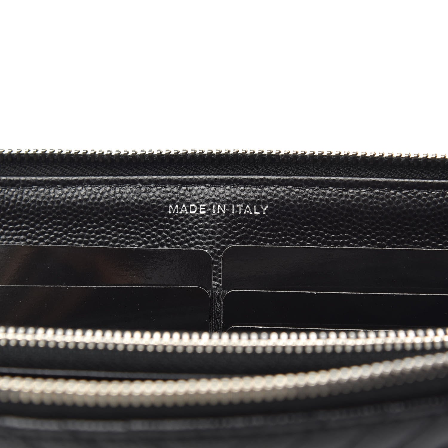 Chanel Caviar Chevron Quilted Large Zipped Clutch Black 7 of 9