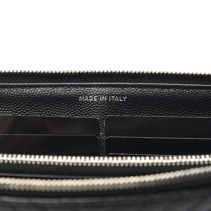 Chanel Caviar Chevron Quilted Large Zipped Clutch Black 7 of 9