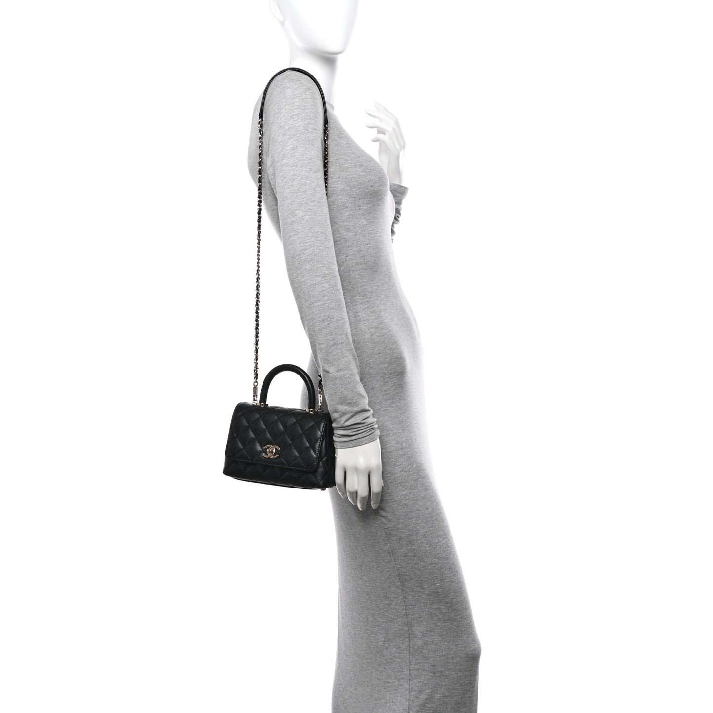 Caviar Quilted Extra Mini Coco Handle Flap Black