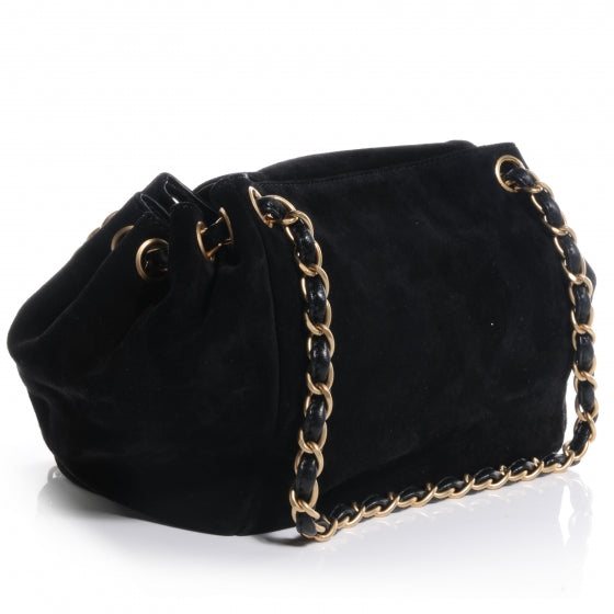 Suede Accordion Flap Black