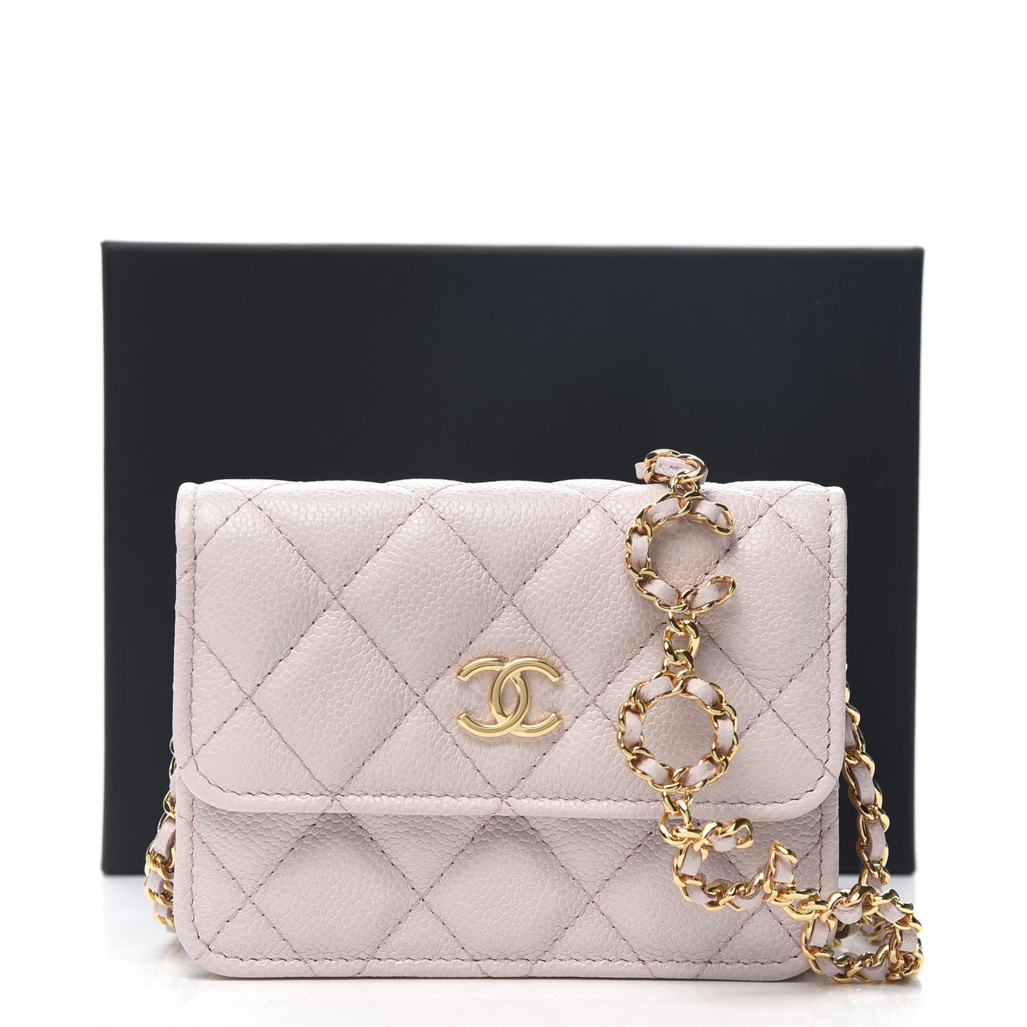 Caviar Quilted Miss Coco Clutch With Chain Light Purple