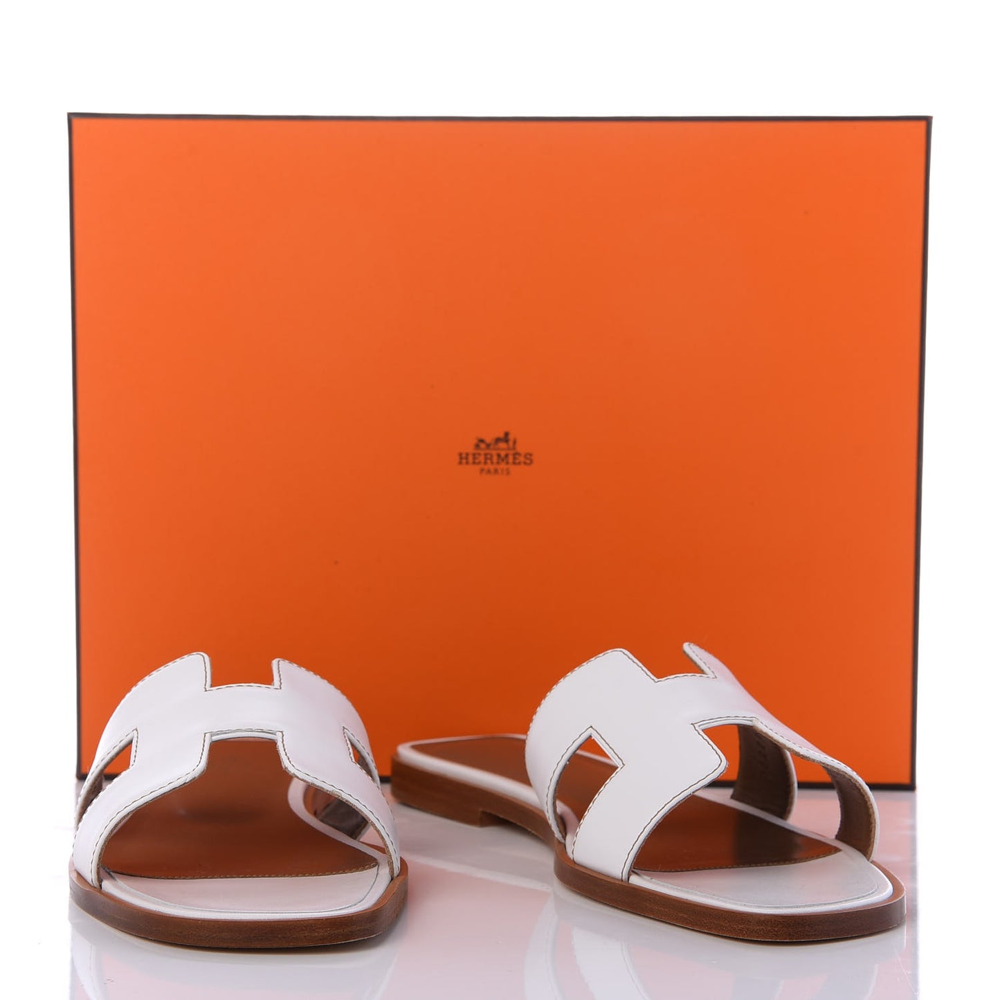 Box Calfskin Oran Sandals 37 White