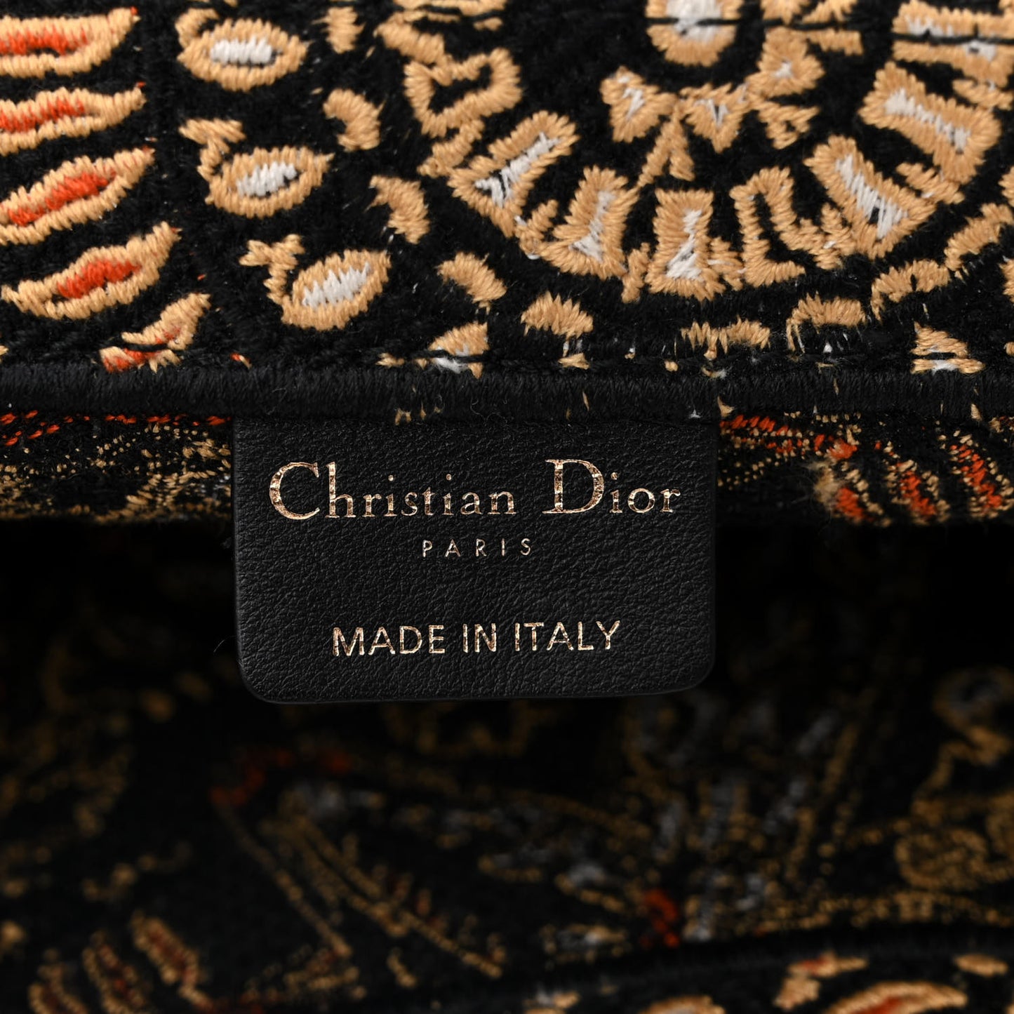 Canvas Embroidered Dior Animals Giraffe Book Tote Yellow Multicolor