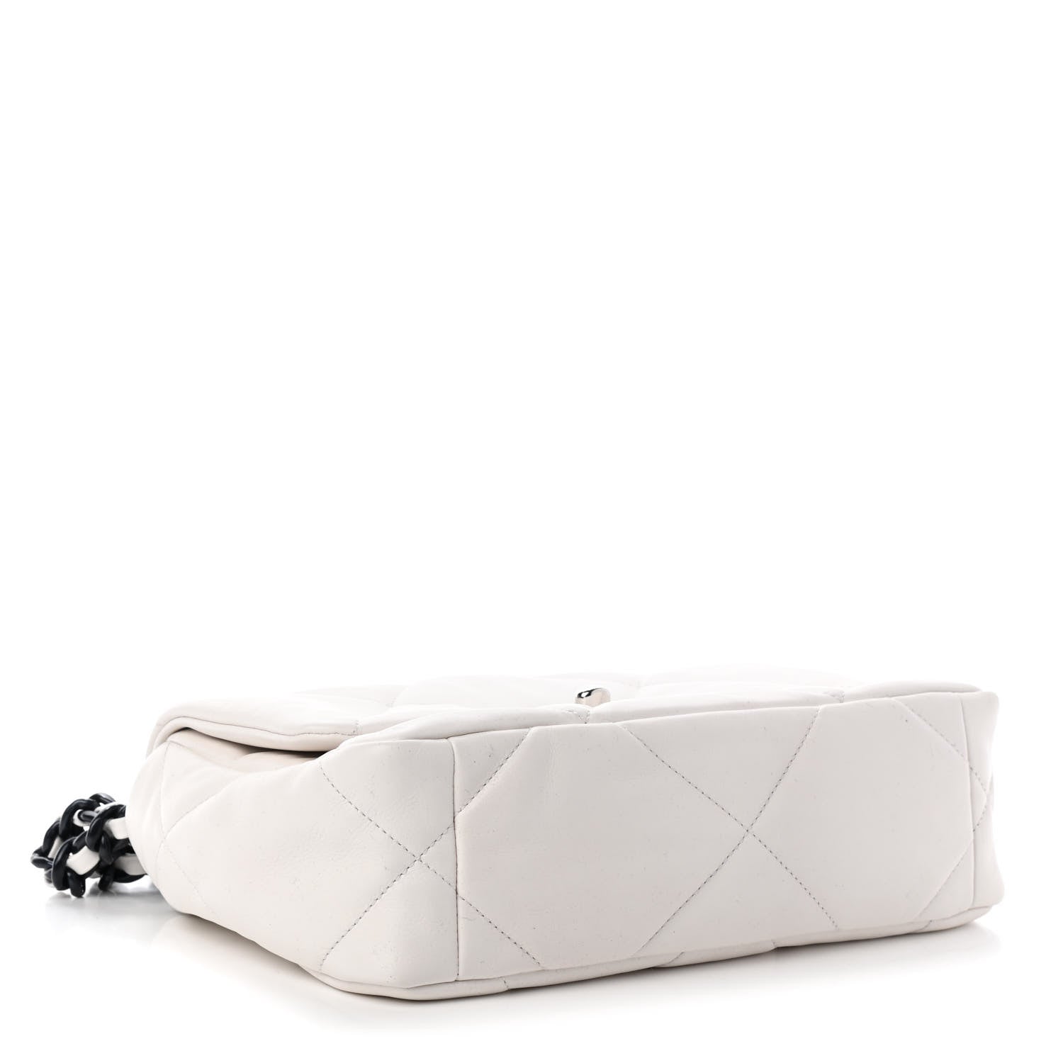 Chanel Glossy Calfskin Quilted Medium Chanel 19 Flap White Black 4 of 9