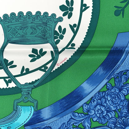 Hermes Silk Etriers Scarf 90 Vert White Turquoise 3 of 4