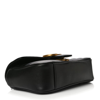 Gucci Calfskin Matelasse Mini GG Marmont Shoulder Bag Black 4 of 12