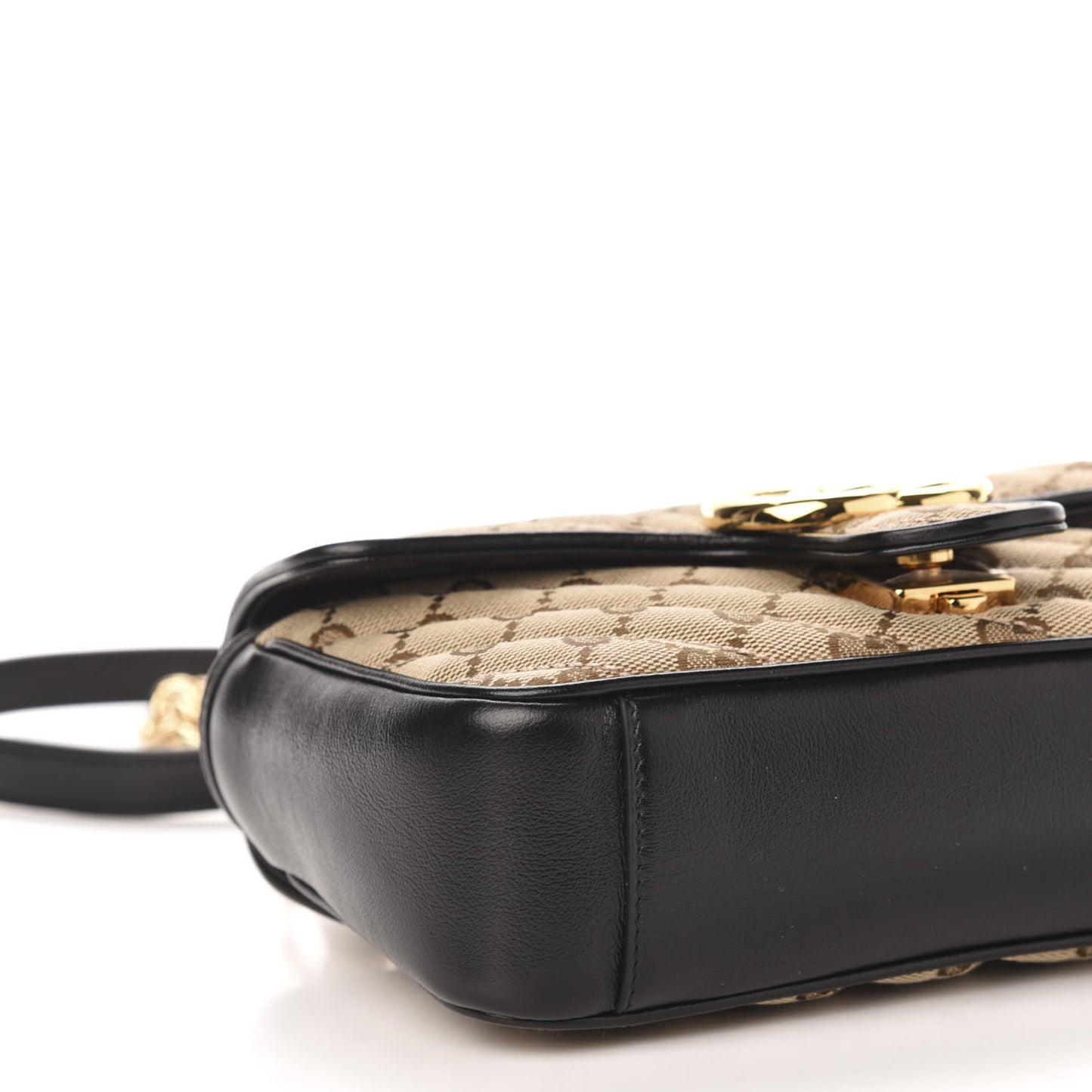 Monogram Matelasse Diagonal Mini GG Marmont Shoulder Bag Beige Black