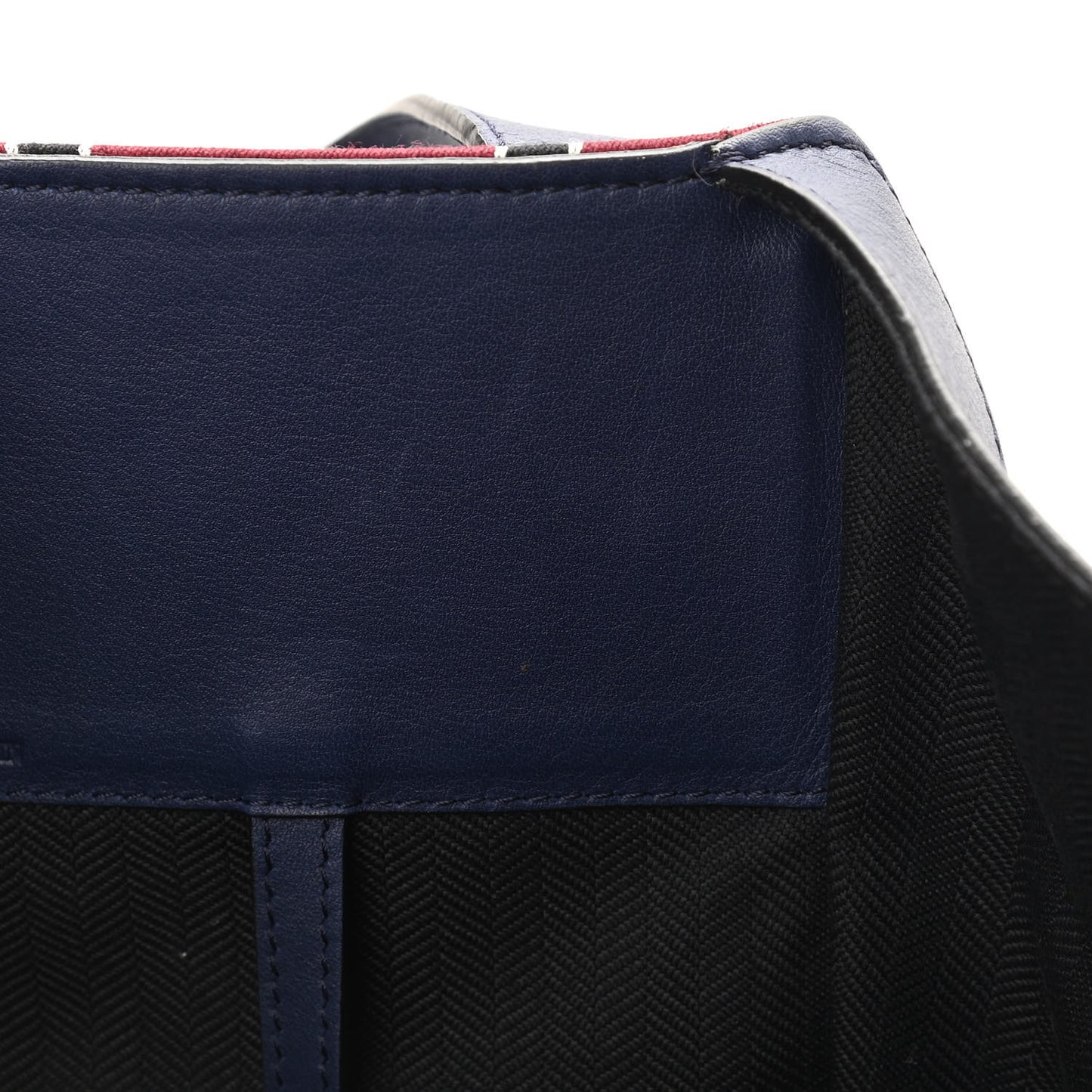 Canvas Calfskin Stripes Hammock Shoulder Bag Blue Red