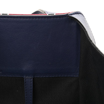 Loewe Canvas Calfskin Stripes Hammock Shoulder Bag Blue Red 10 of 12