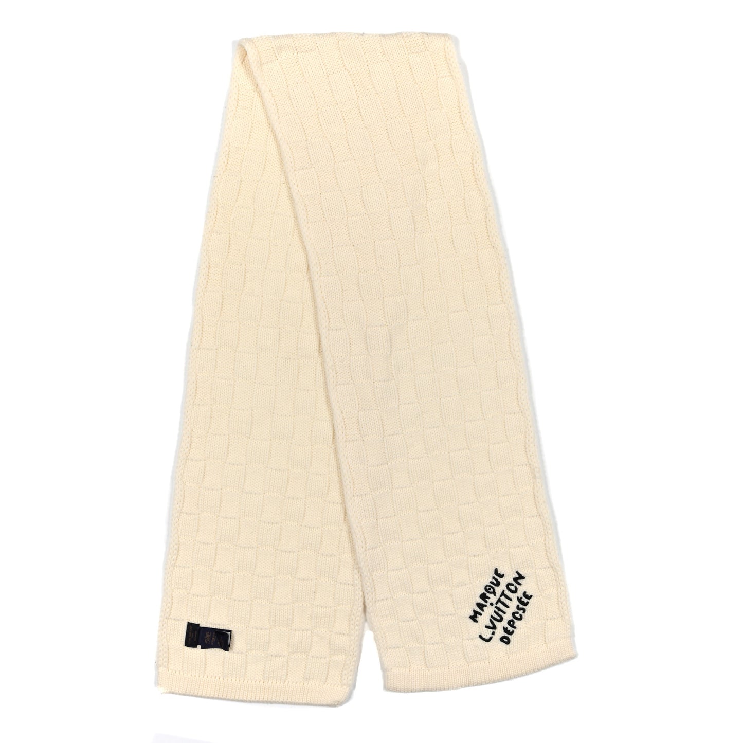 Wool Damier Snug Scarf Cream