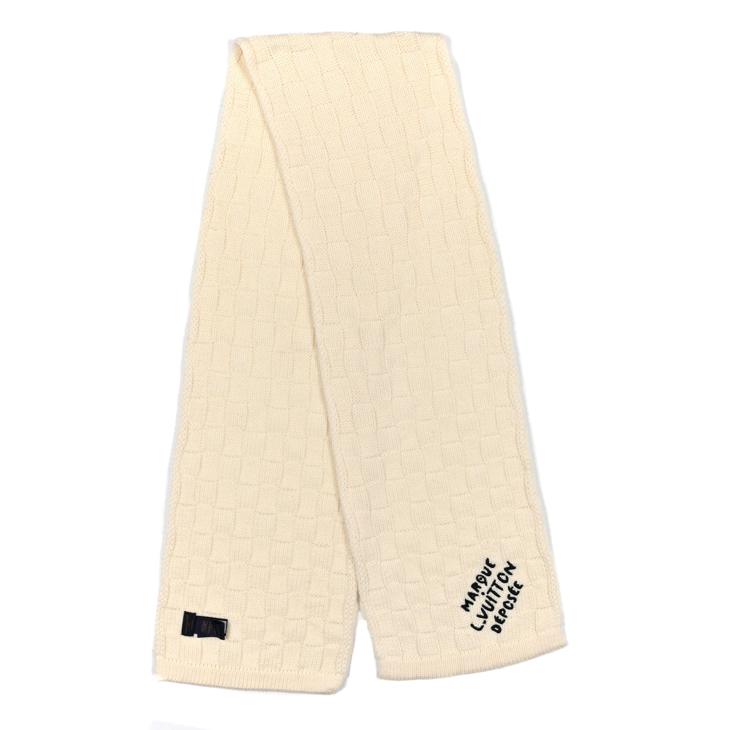 Louis Vuitton Wool Damier Snug Scarf Cream 2 of 3