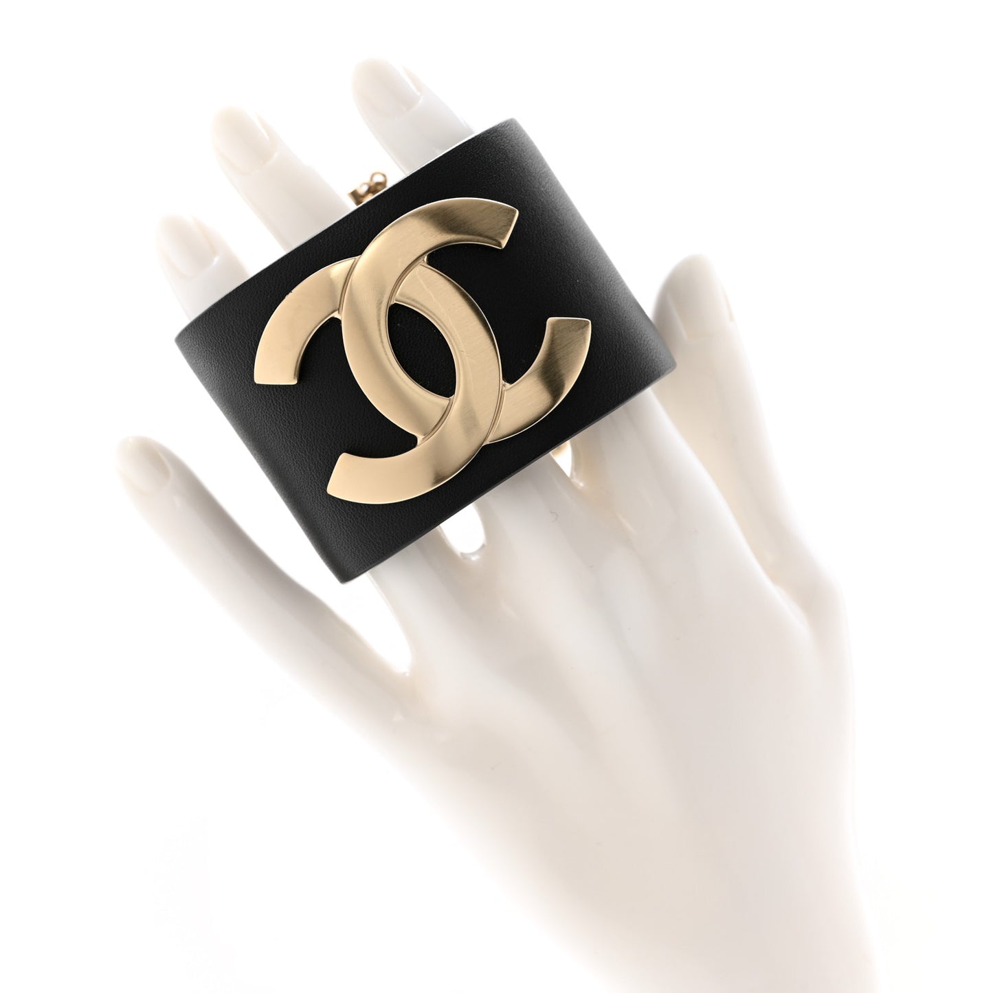 Calfskin CC Wide Cuff S Black Gold