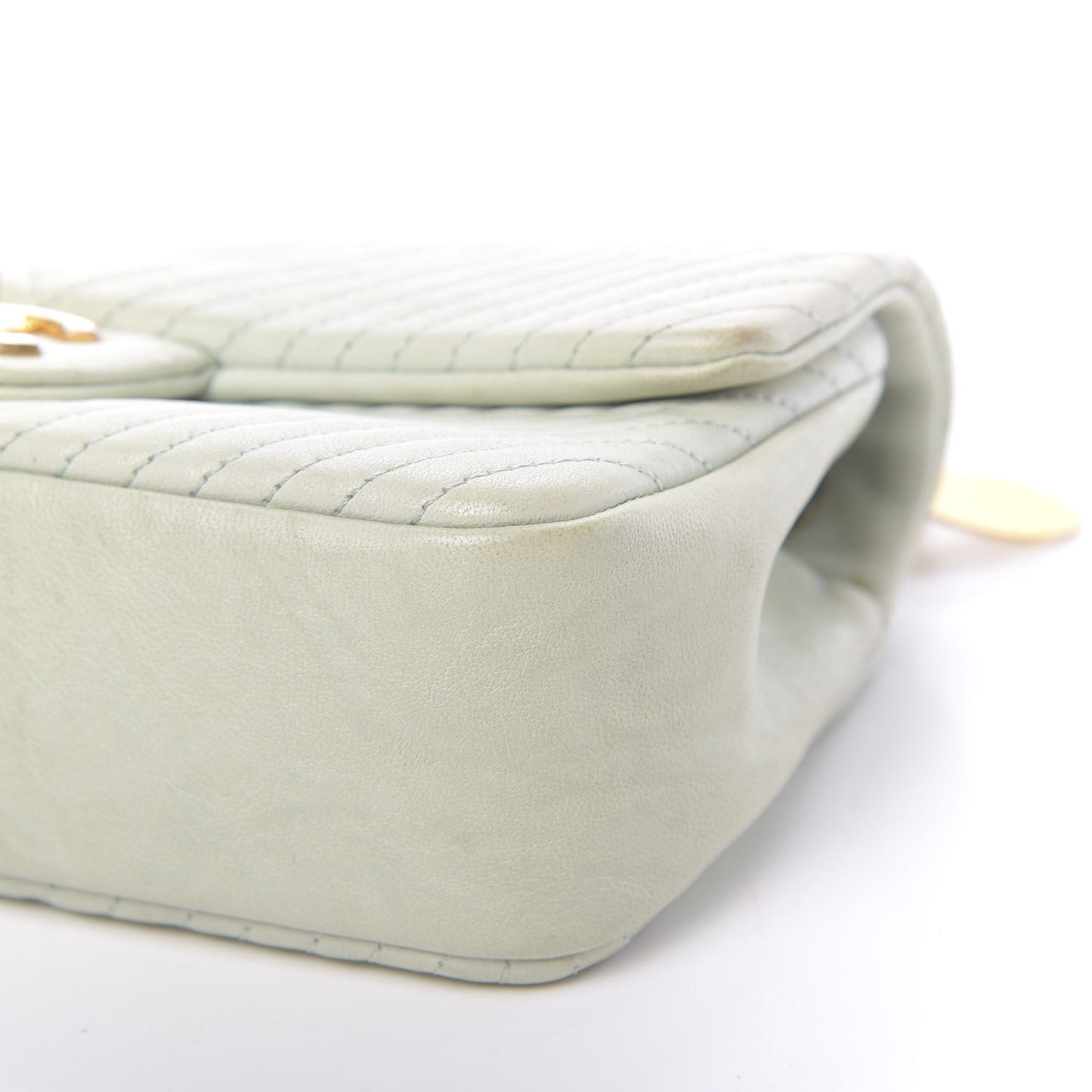Calfskin Surpique Chevron Small Flap Grey