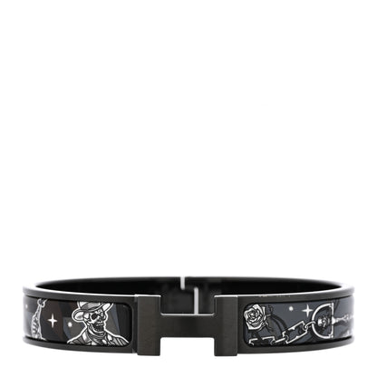 Hermes Enamel Narrow Fin C'est la Fete Clic Clac HH Bracelet So Black 1 of 5
