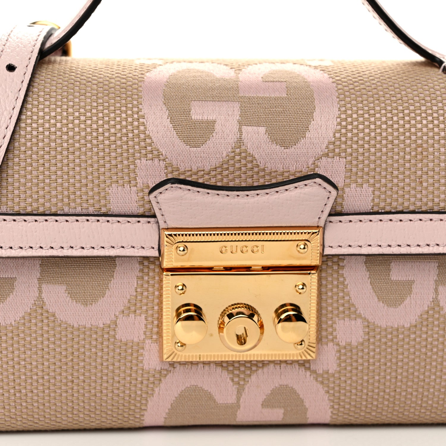 Gucci Monogram Jumbo GG Textured Dollar Calfskin Mini Padlock Top