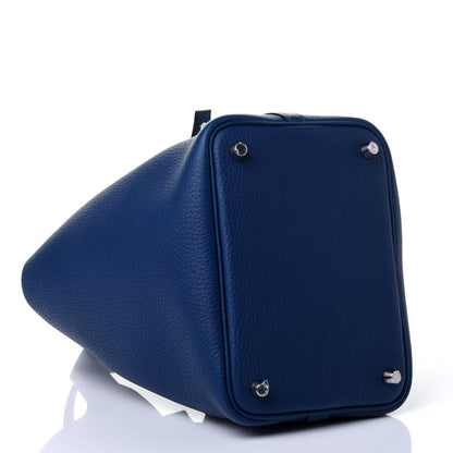 Hermes Taurillon Clemence Swift Eclat Picotin Lock 18 PM Deep Blue Anemone 3 of 5