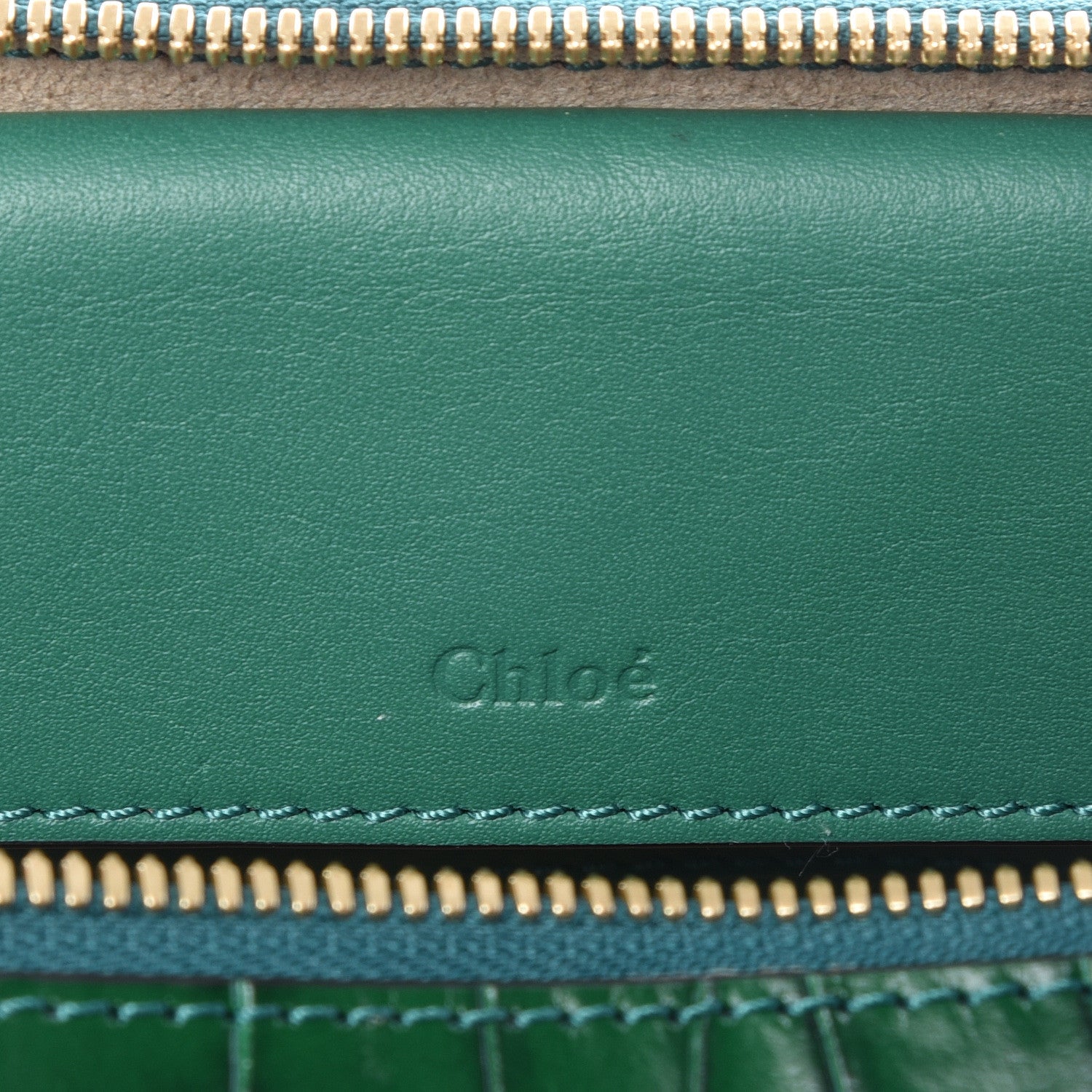 Chloe Calfskin Crocodile Embossed Mini C Vanity Bag Woodsy Green 6 of 12