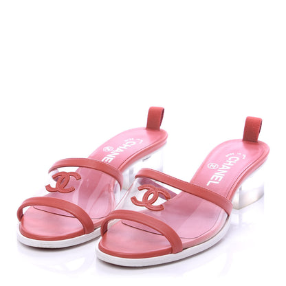 Chanel Lambskin PVC Mule Transparent 36 Red 3 of 8