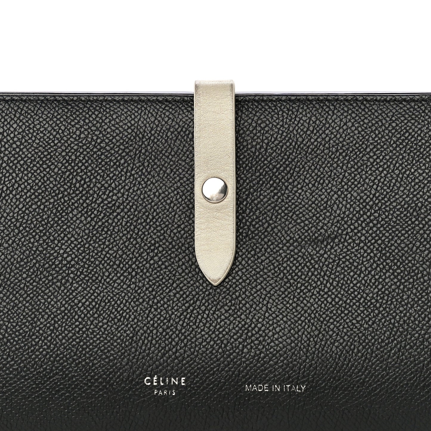 Grained Calfskin Large Multifunction Strap Wallet Black Chalk