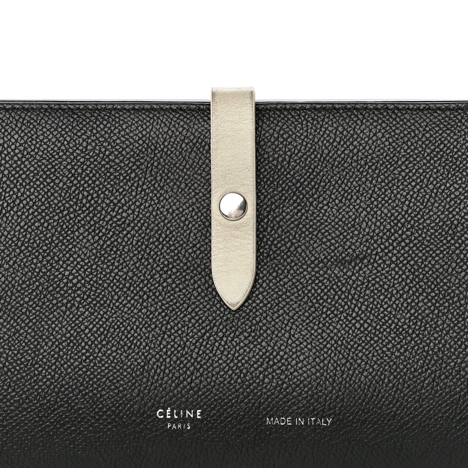 Celine Grained Calfskin Large Multifunction Strap Wallet Black Chalk 7 of 24