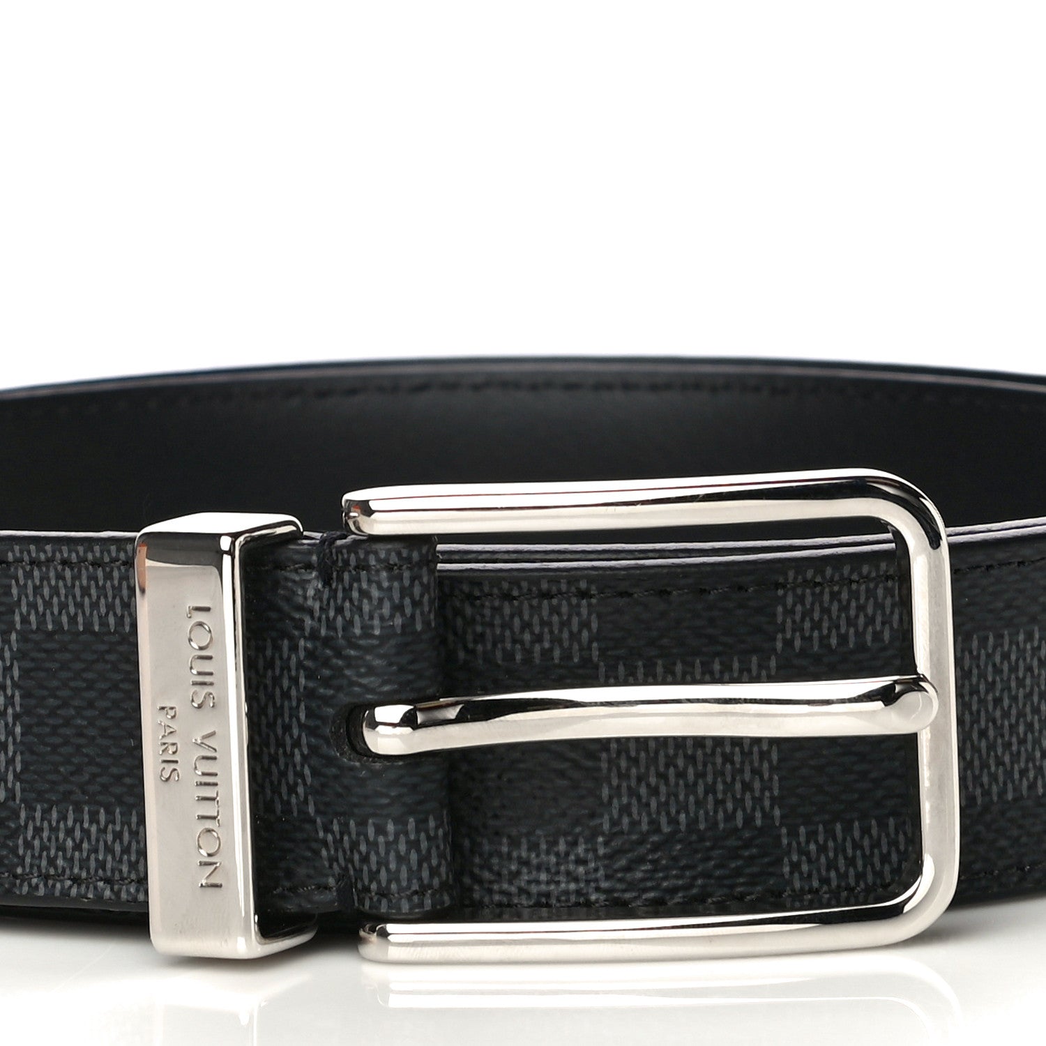 Louis Vuitton Damier Graphite Calfskin Belt 100 40 Black 2 of 9