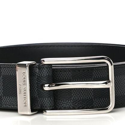 Louis Vuitton Damier Graphite Calfskin Belt 100 40 Black 2 of 9